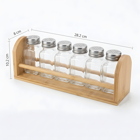 Glass Spice Jar Set - 6 Pieces 